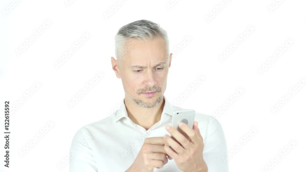 Businessman Using Smartphone On White Background Businessman Using Smartphone On White Background