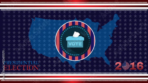 Digital vector usa election with 2016 vote box, flat style