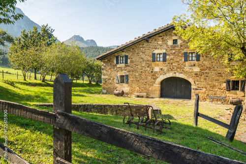 traditional basque homestead at biscay countryside