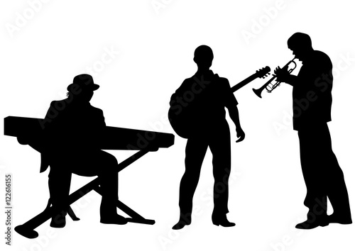 Concert of jazz music on white background
