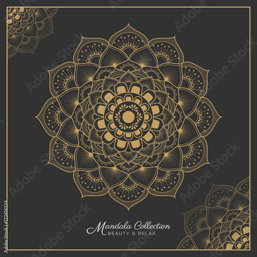 mandala decorative ornament design for coloring page, greeting card, invitation, tattoo, yoga and spa symbol. Vector illustration