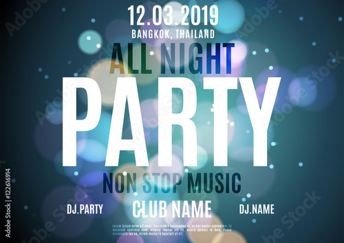 All night party bright neon color banner background