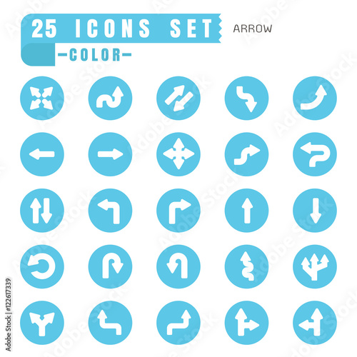 icons arrow color thin white in the circle blue on white backgro