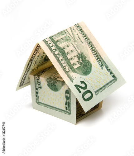 house of dollar bills - a symbol of the mortgage lending