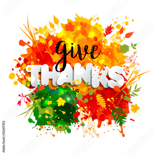 Happy Thanksgiving day in calligraphic hand drawn style and pape