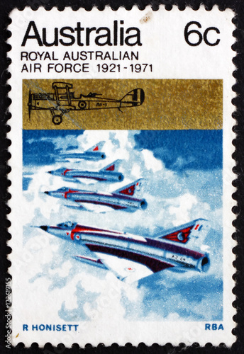 Postage stamp Australia 1971 Australian Mirage Jet Fighters