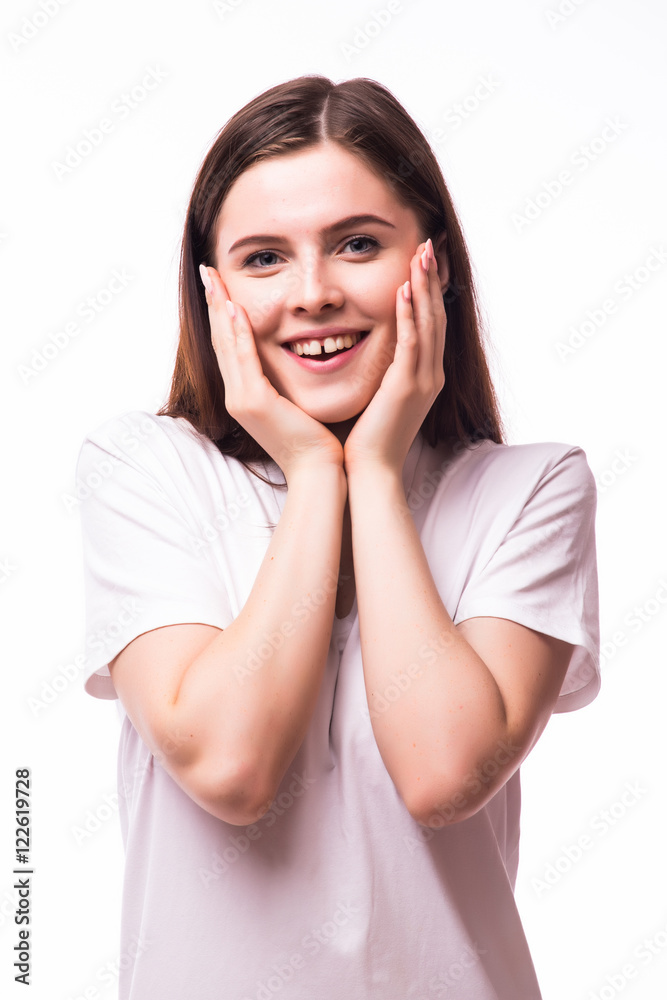 happy emotions of girl on white happy emotions of girl on white
