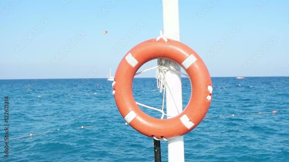 lifebuoy on sea background