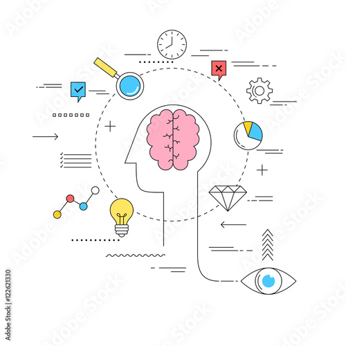 Brain storming concept line style illustration