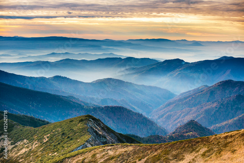 Blue mountains and hills