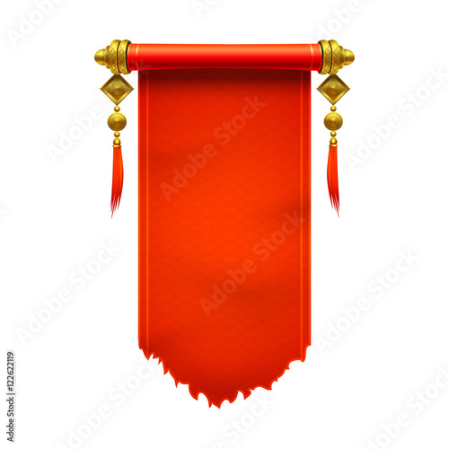 3d realistic chinese scroll illustration with place for your text. Eps10 vector template.