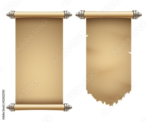 Ancient scrolls illustration with place for your text. Eps10 vector template.
