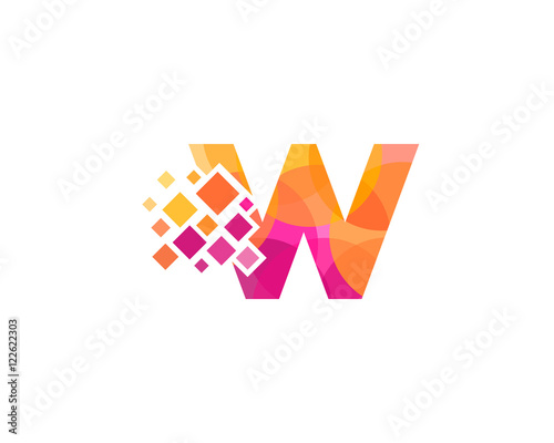 W Letter Multiply Colorful Shadow Logo Designs Element 