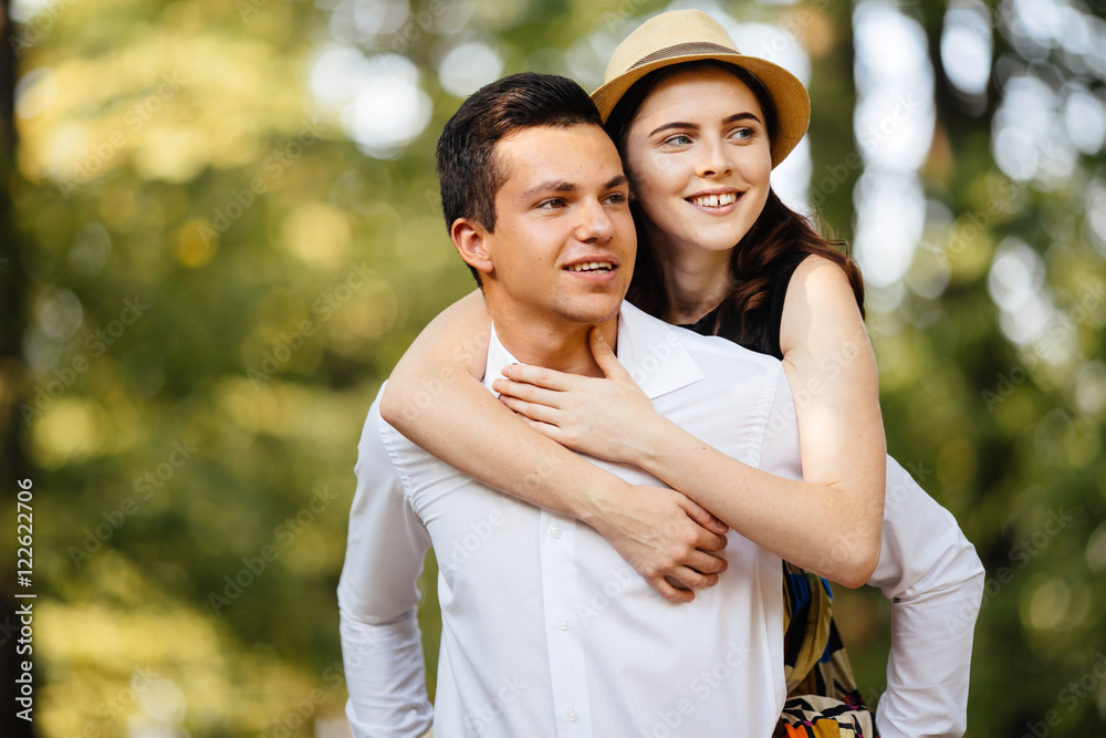 Fototapeta premium Portrait of happy couple outdoors