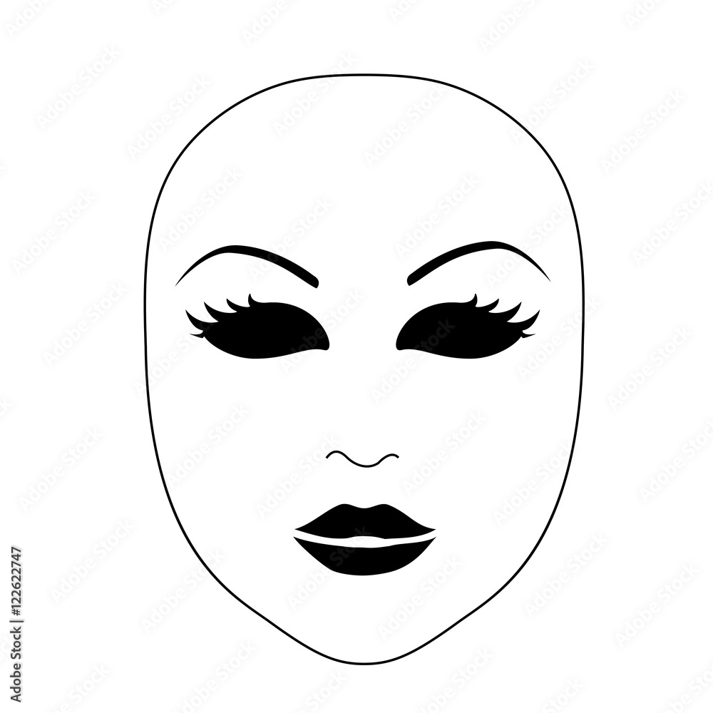 Vector realistic black carnival mask on white background. Monochrome design. Simple theater symbol. Vector realistic black carnival mask on white background. Monochrome design. Simple theater symbol.