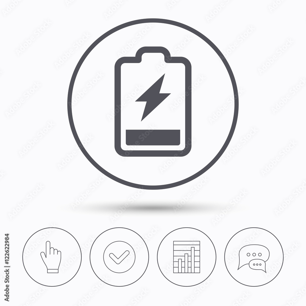 Battery power icon. Charging accumulator sign. Battery power icon. Charging accumulator sign.