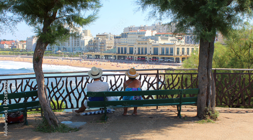 Obraz premium Biarritz (France) / Grande Plage vue du Rocher du Basta