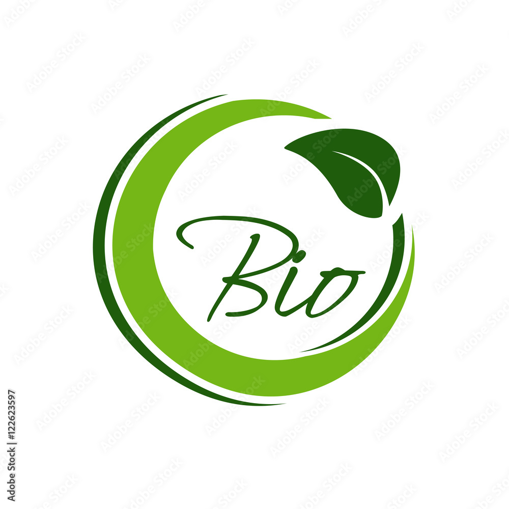 Vector nature circular symbol with leaf, natural simple element, green bio label Vector nature circular symbol with leaf, natural simple element, green bio label