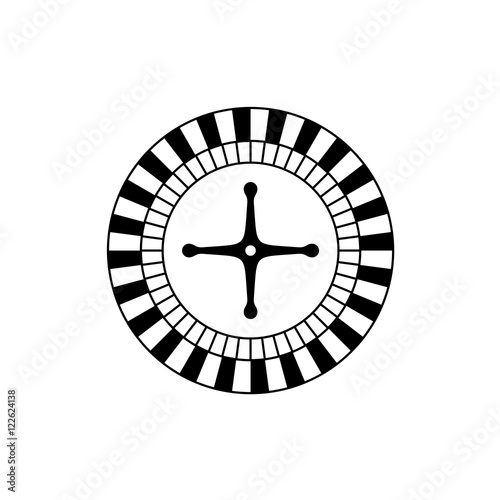 Roulette game casino wheel black icon top view.