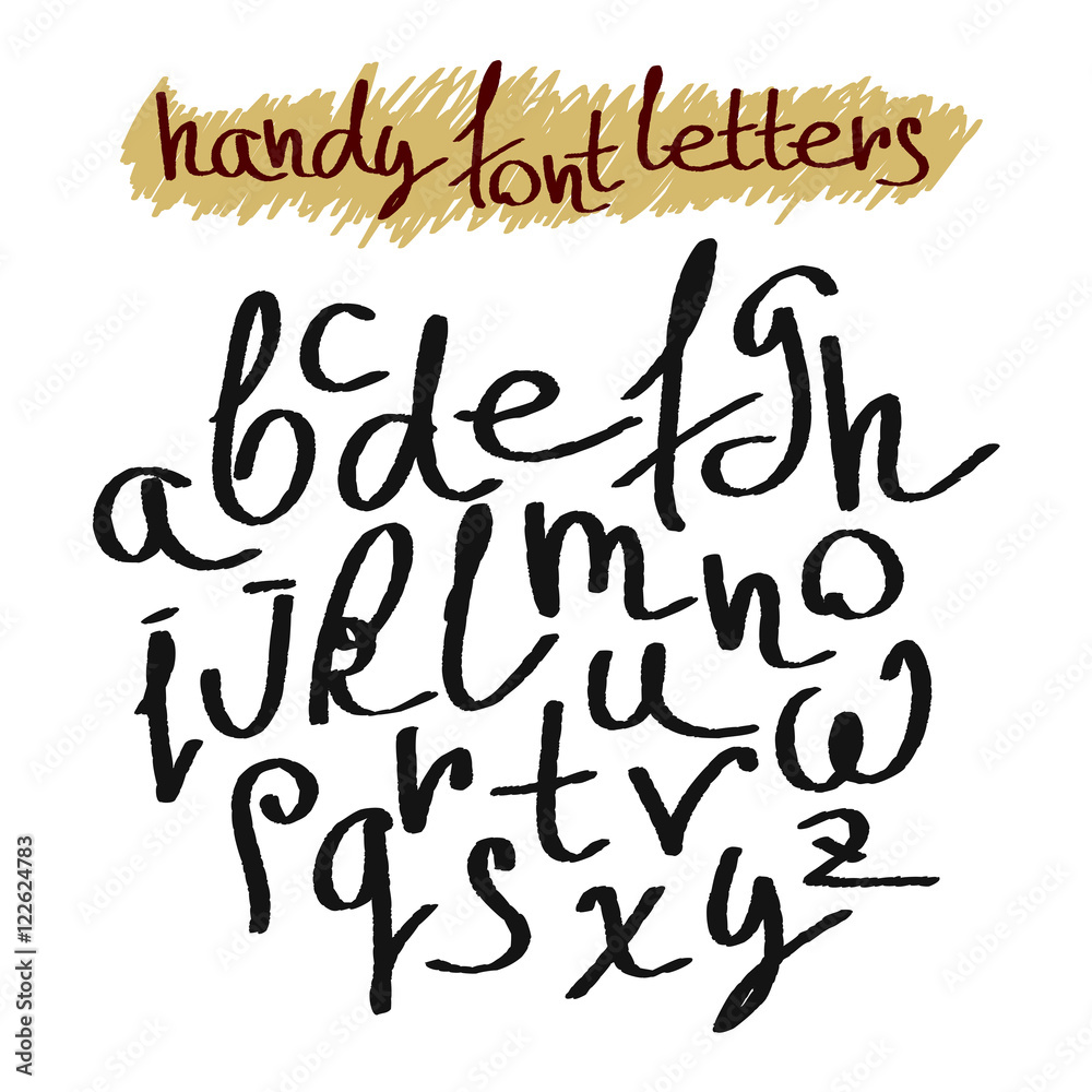 Hand drawn vector alphabet. Lettering style black handy letters
