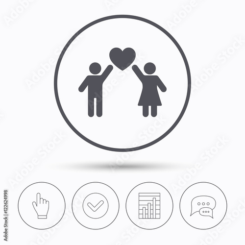 Couple love icon. Traditional young family sign.