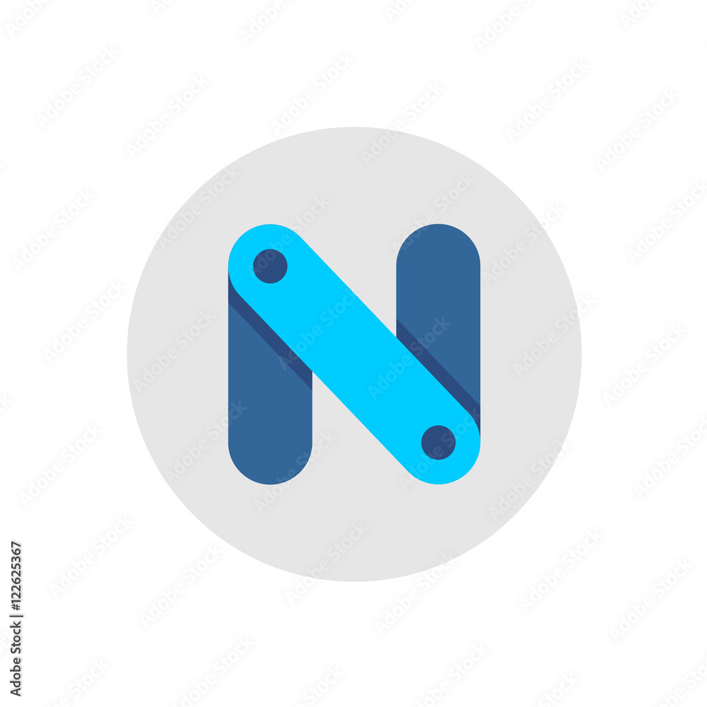 Letter N construction links blue color logo Letter N construction links blue color logo