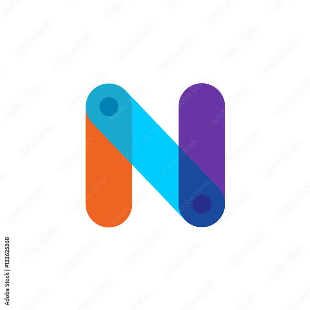 Letter N tech colorful logo with overlay effect.