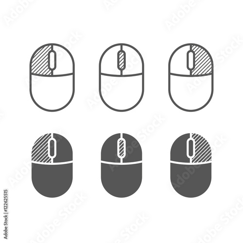 Computer mouse buttons icon. One color symbols.