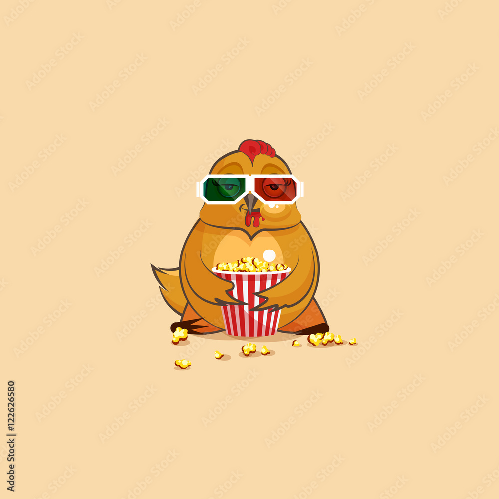 Emoji character cartoon Hen is watching movie Stock Vector | Adobe Stock
