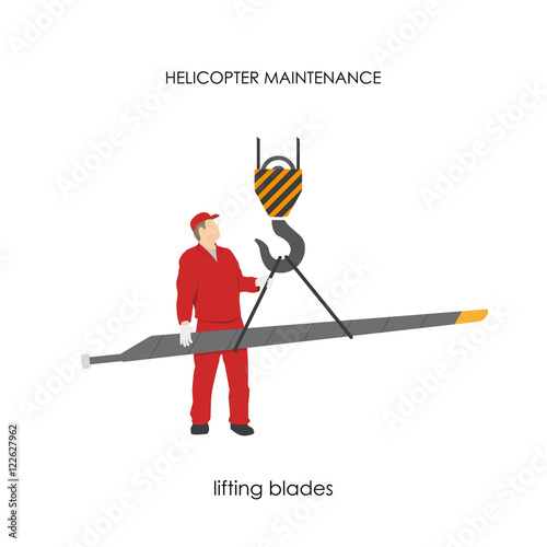 Repair and maintenance of helicopters. Lifting blades.