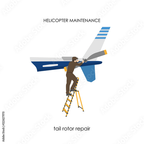 Repair and maintenance of helicopters. Repair of tail rotor.