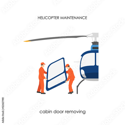 Repair and maintenance of helicopters. Cabin door removing