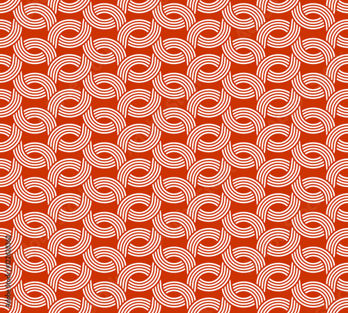 Parallel rounded weave lines seamless pattern. Red and white.