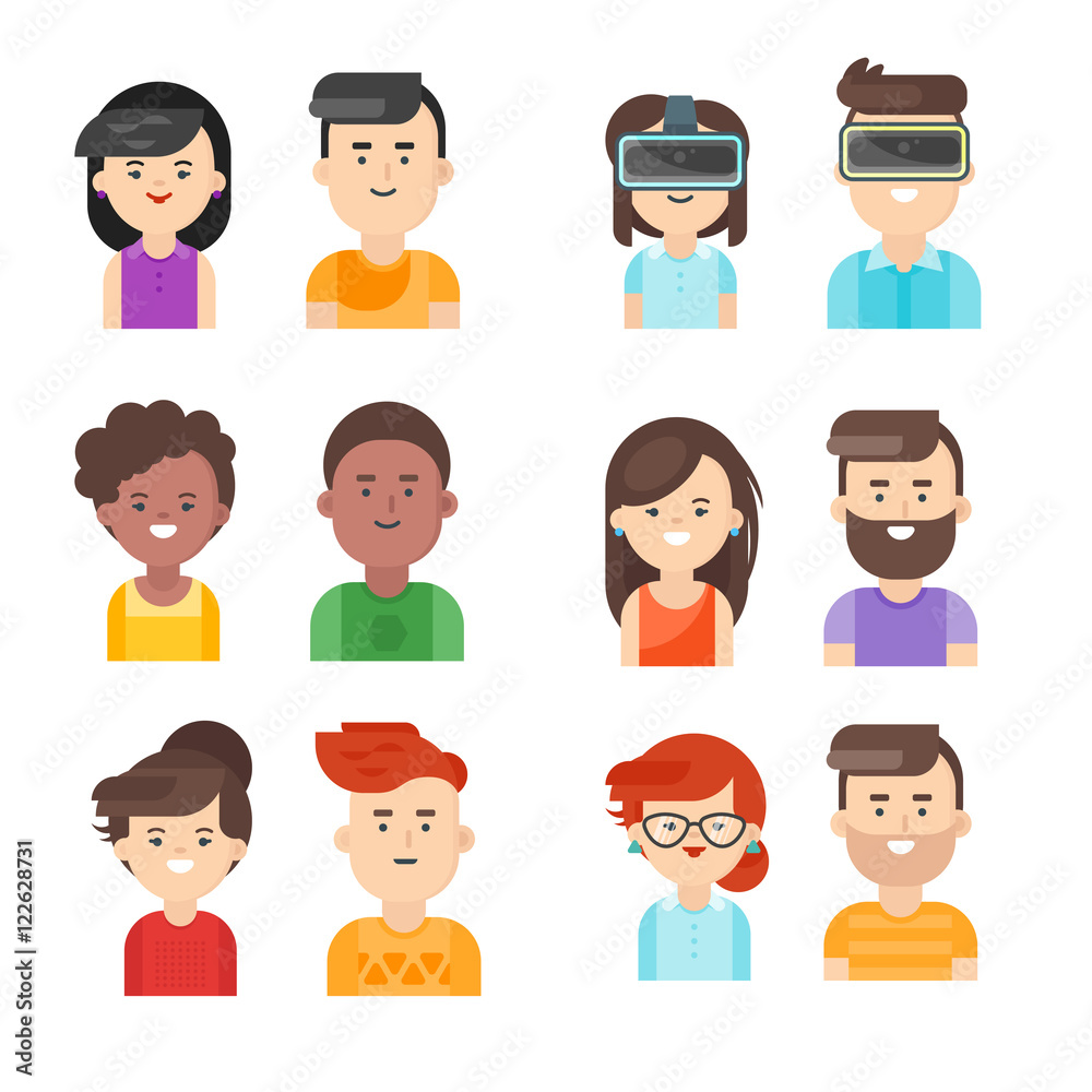Vector flat style set of people icons. Vector flat style set of people icons.