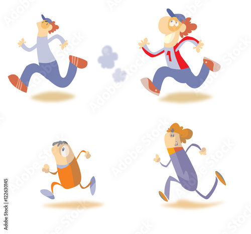 Running cartoon characters