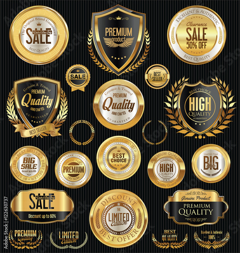 Golden retro vintage badges collection