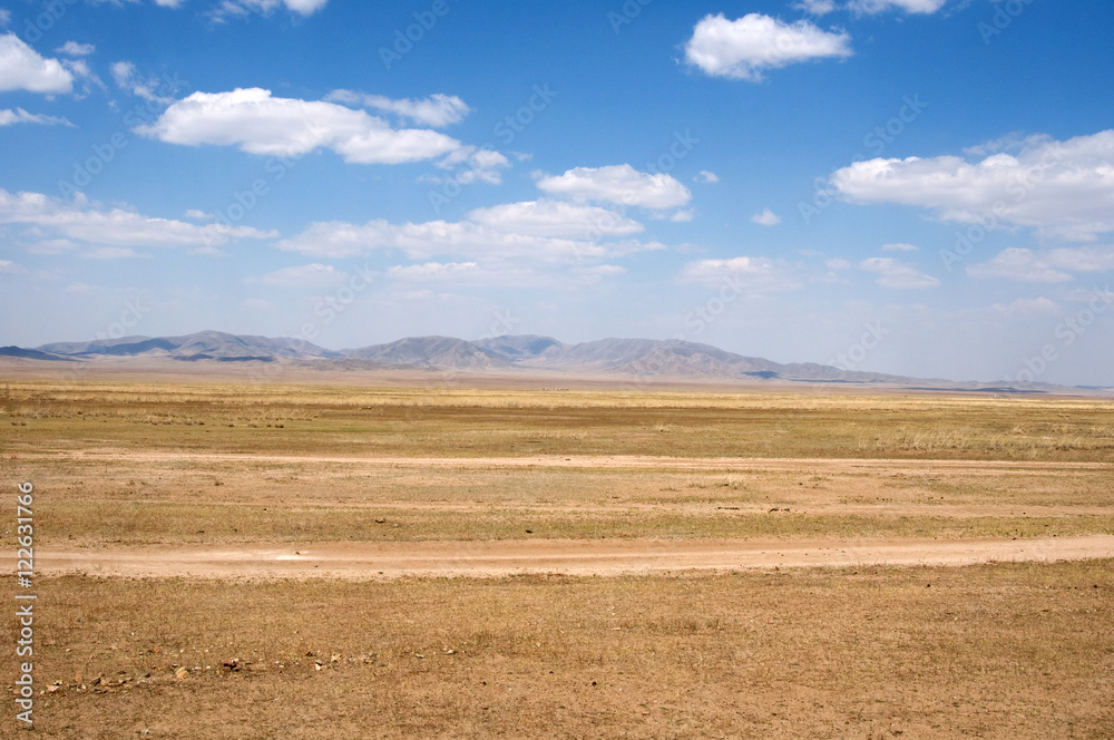Obraz premium blue sky over the vast Mongolian steppes