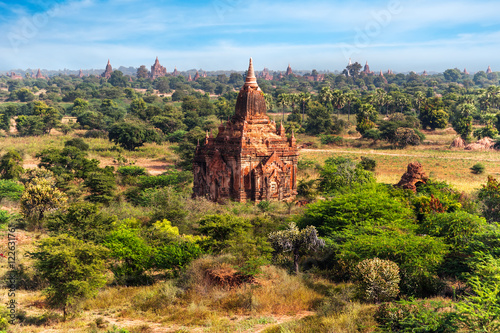 Travel landscapes and destinations. Amazing architecture of old Buddhist Temples at Bagan Kingdom  Myanmar  Burma 