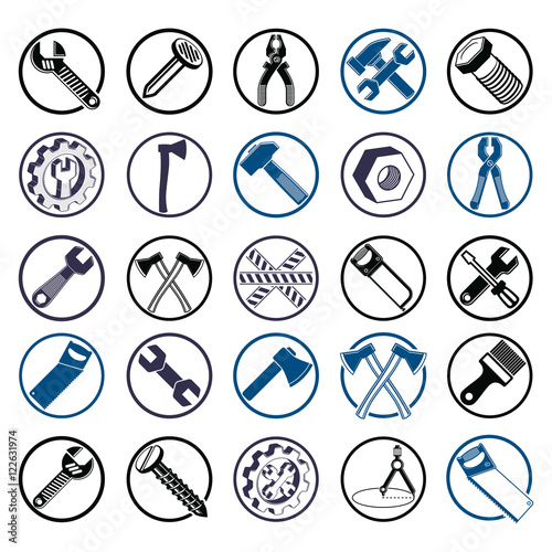 Detailed work tools collect...