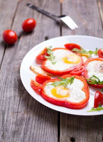 Eggs in pepper on a plate