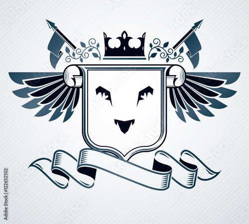 Vintage emblem, vector heraldic design.