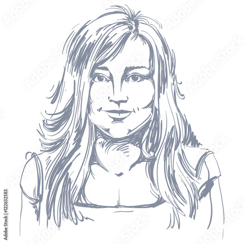 Graphic vector hand-drawn illustration of white skin attractive