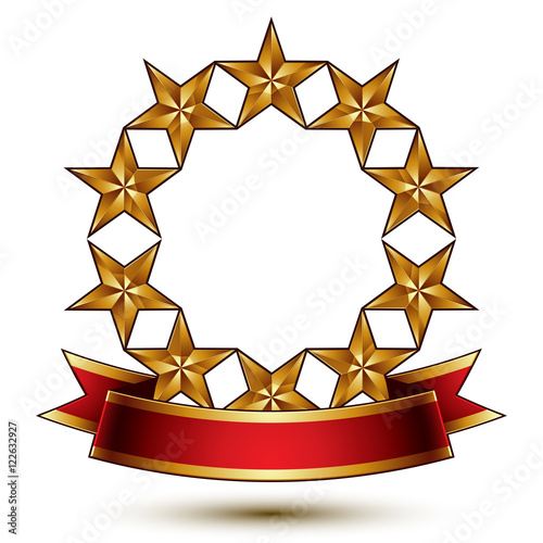 Glamorous vector template with pentagonal golden stars, best for