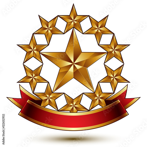 Glamorous vector template with pentagonal golden stars, best for