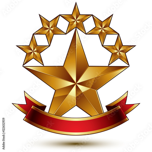 Glamorous vector template with pentagonal golden stars, best for