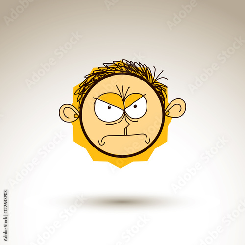 Vector graphic drawing of personality face, bizarre male portrai