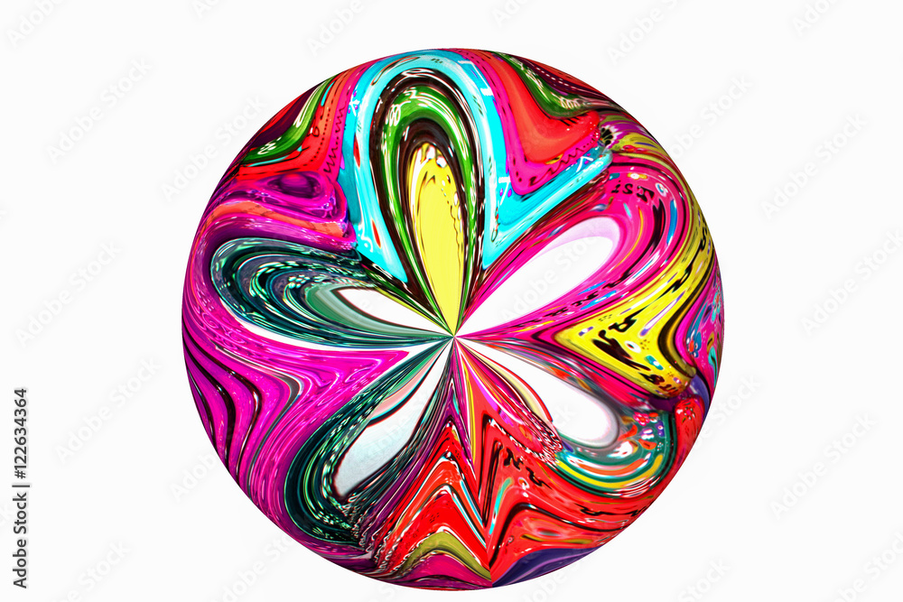 3d esfera grande en un fondo blanco y formando una flor con pétalos multicolores 3d esfera grande en un fondo blanco y formando una flor con pétalos multicolores