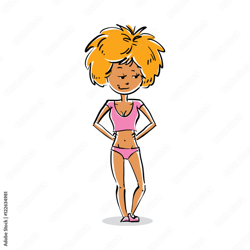 Vector art portrait of attractive young lady, facial expression Vector art portrait of attractive young lady, facial expression
