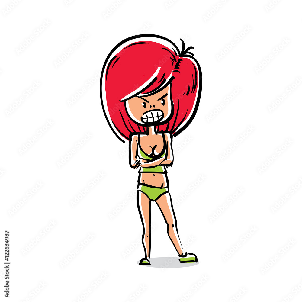 Facial expression of a red-head girl, sexy female vector cartoon Facial expression of a red-head girl, sexy female vector cartoon