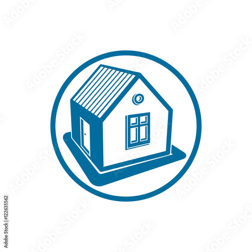 Real estate icon, vector abstract house. Property developer symb